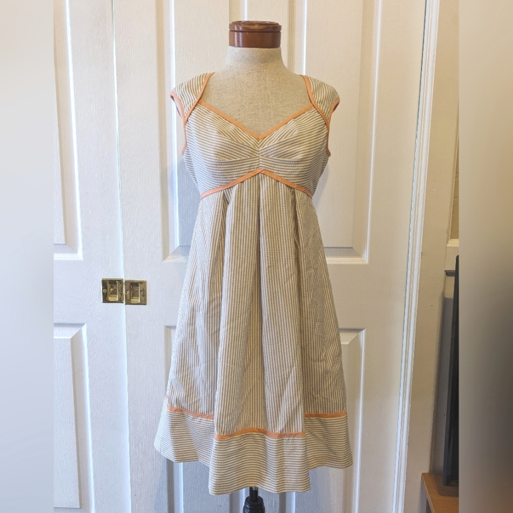 London Times seersucker fit and flair dress